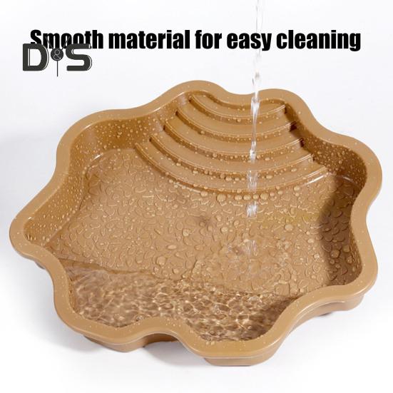 Reptile Bathing Pool Large Tortoise Feeding Dish Water Bowl with Ramp Aquarium Ornament for Lizard Gecko Snake Turtle Bearded Dragon