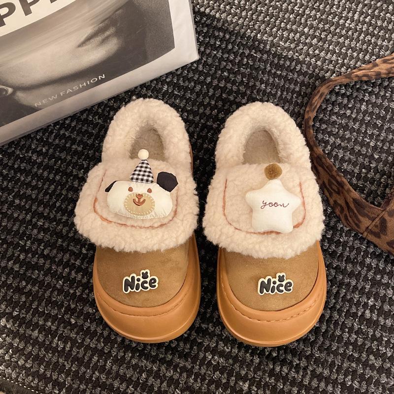 Women's Large Size Cartoon Soft Sole Winter Warm Fur Snow Boots Padded Lined Ankle Boots Anti-slip Hiking Casual Sports Cotton Boots