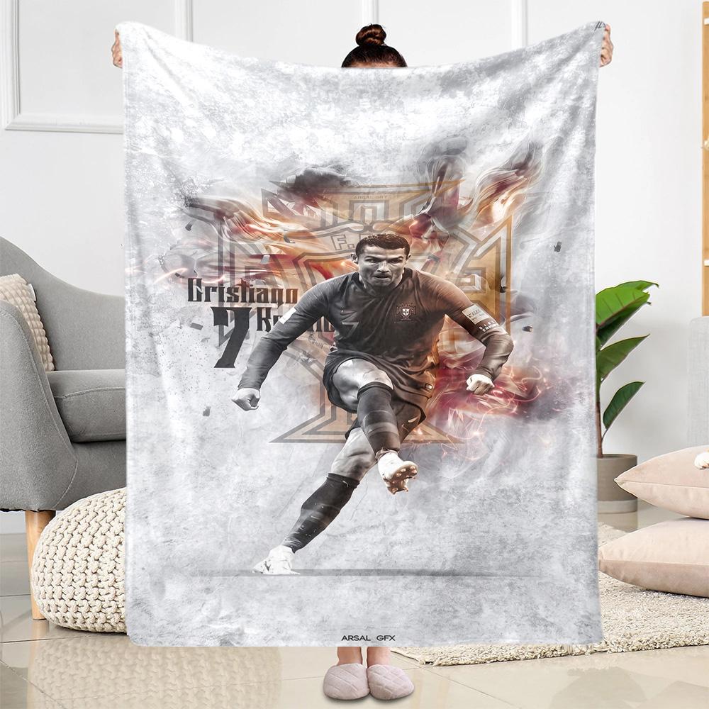 Football Players Action Blanket Warmthful Decor Suitable for Picnics Chair Couch for All Occasions Stylish Decor