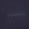 Excellent HERMES Scarf Embroidered logo with fringe Navy cashmere mens Used