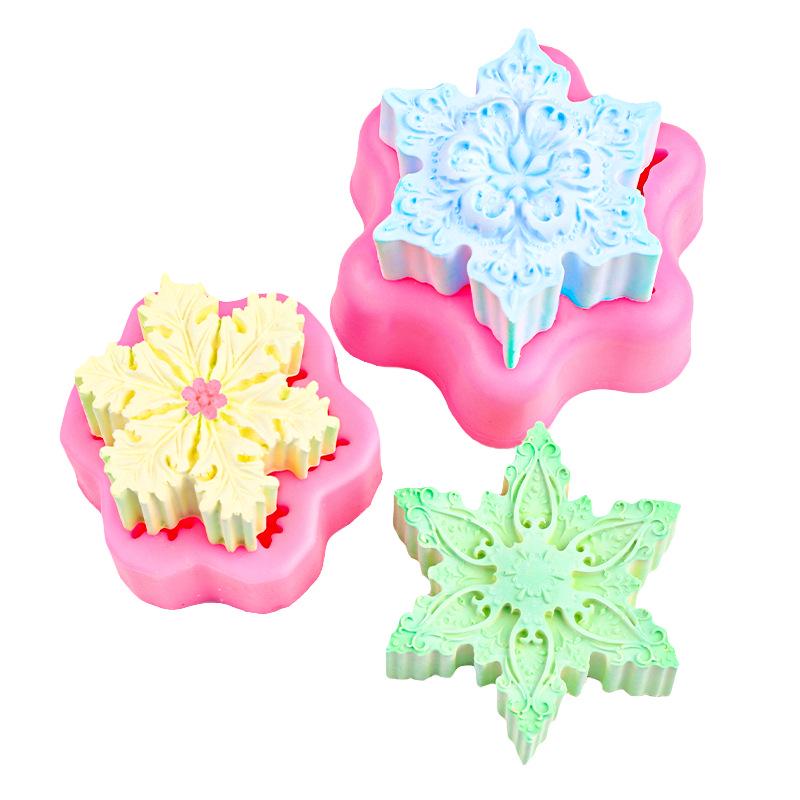Mucegai de silicon 3D pentru lumânare și săpun în formă de fulg de zăpadă pentru creații de Crăciun