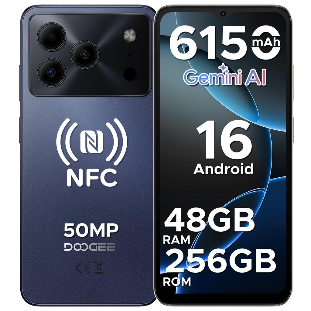 DOOGEE Note56 Plus VIP Edition Android 16 Gemini AI "battery 6150 mAh 48 Go RAM (6 + 42) 256 Go ROM Mobile Phone