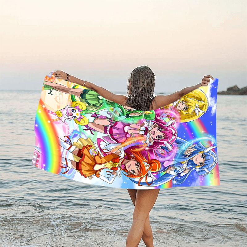 1pc Pretty Cure1 Beach Towel, Beach and Seaside Swimming Pool Equipment, Fashion Pattern, Rectangular, Travel Essentials