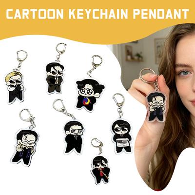 Cartoon Character Acrylic Keychain with Metal Keyring Durable Lightweight Portable for Bag Backpack Keys Accessories Collectible Gift