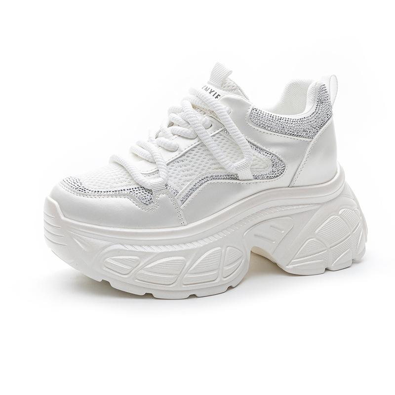 Spring and summer new lightweight breathable soft-soled dad shoes women's outdoor running shoes cool rhinestone sports and leisure shoes
