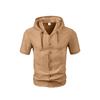 Men S Short Sleeve Hooded Shirt Loose Fit Summer Casual