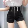 Women's High Waist Black Stretch Shorts - 2024 New Design, Zip, Casual & Versatile