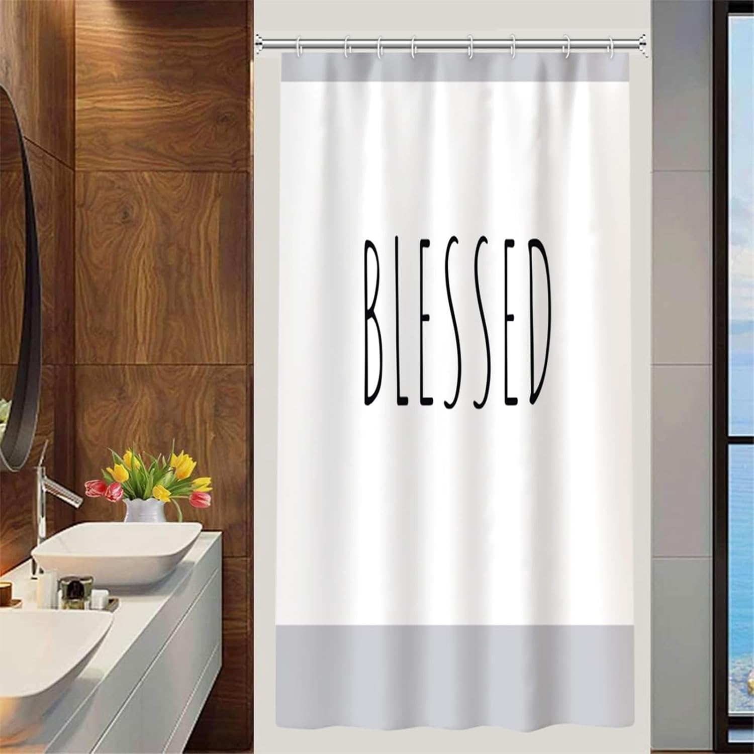 

Black Shower Curtain Waterproof Fabric Polyester So Fresh Clean Letters Funny Bathtub Curtains Modern Unique Bathroom Decoration W60H190(CM)-1 Pcs