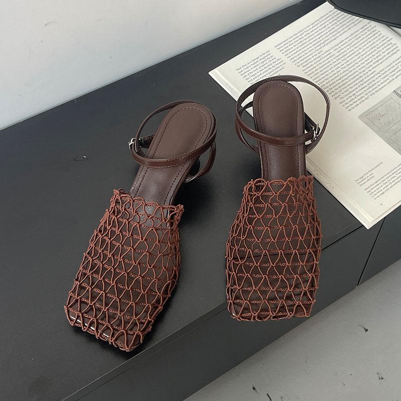 

Мода Мода Сетка Женские Босоножки на Платформе Обувь Квадратный Носок Женская Обувь с Ремешком на Щиколотке Дышащие Женские Босоножки на Платформе Обувь 35 коричневый