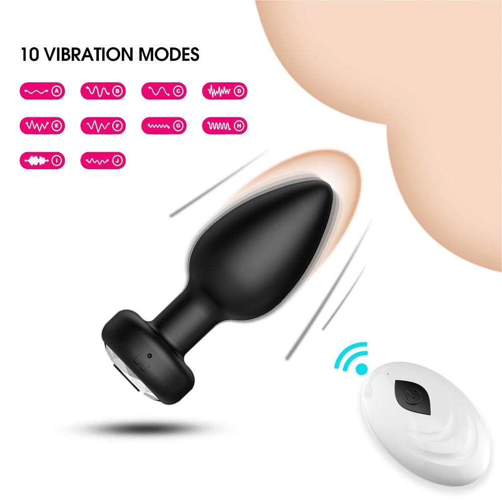 10 Modes Anal Vibrator for Men Butt Plug Wireless Remote Control Silicone Anal Plug Vibradores Sex Toy for Women Adult 18