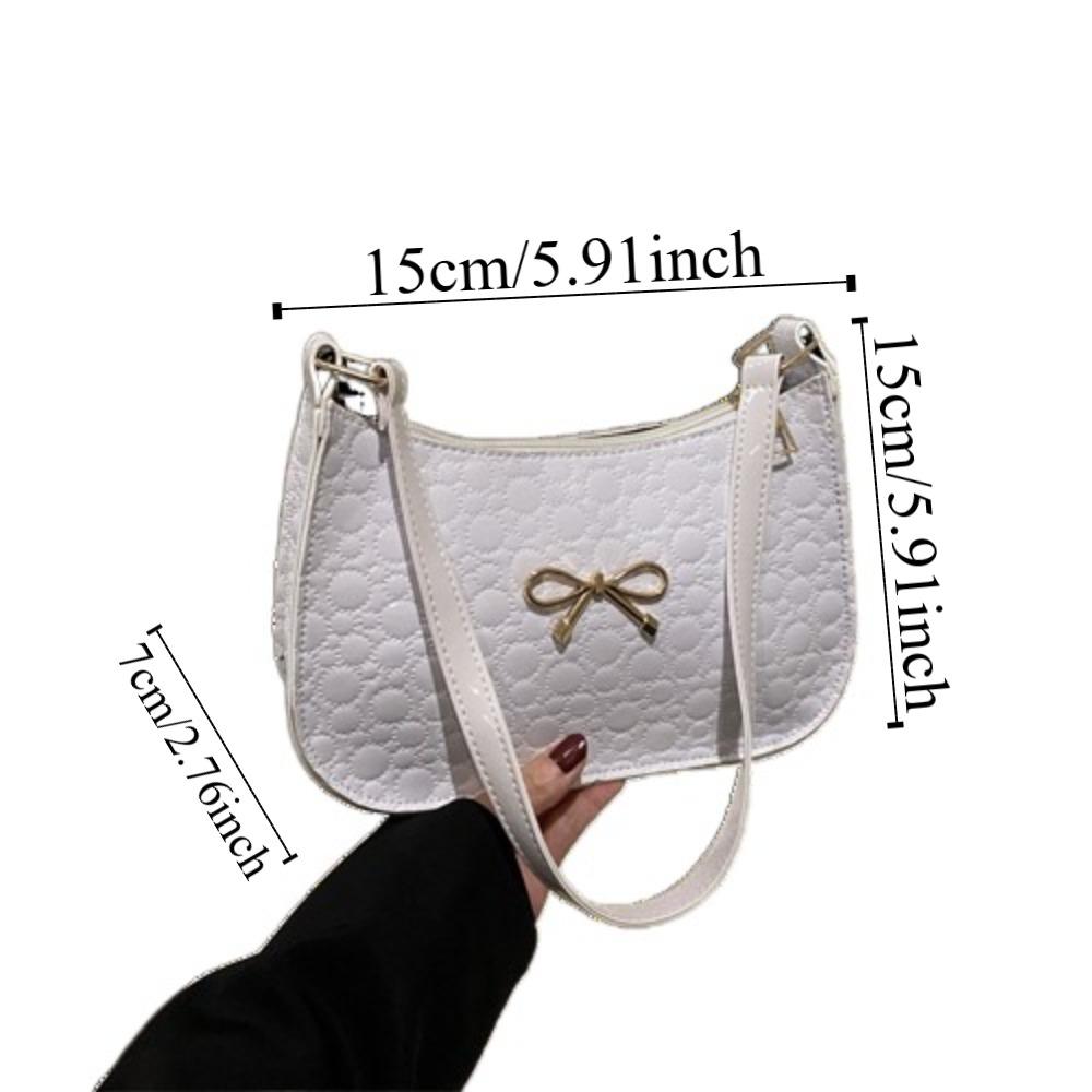 PU Leather Underarm Tote Bag Elegant Women Handbag Simple Bowknot Shoulder Bag  Work