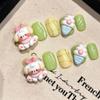 Pink Cat Eye Handmade Press On Nails With Bowknot And Love Heart Design Full Cover False Nail Tips For Women DIY Manicure