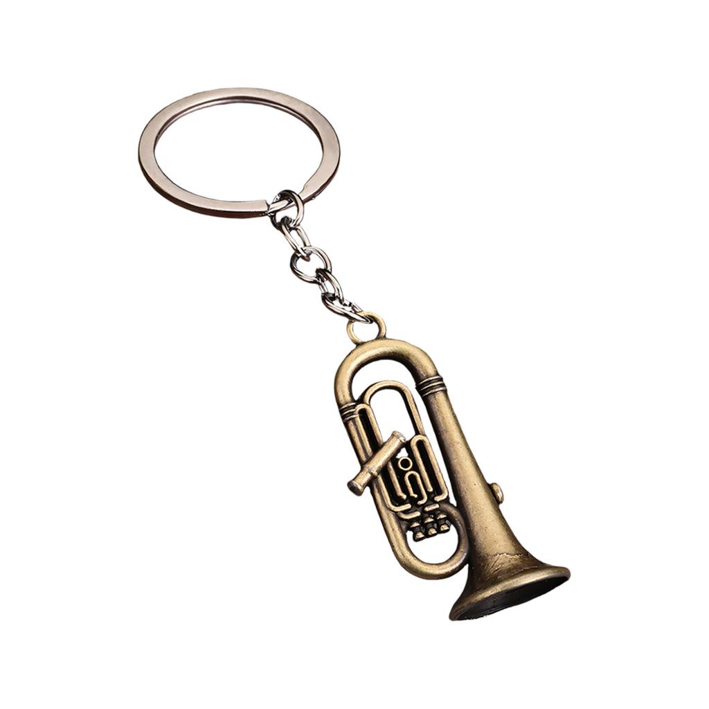 Rustproof Retro Style Keyring Bag Pendant Musical Instrument Keychain Zinc Alloy Construction For Daily Use