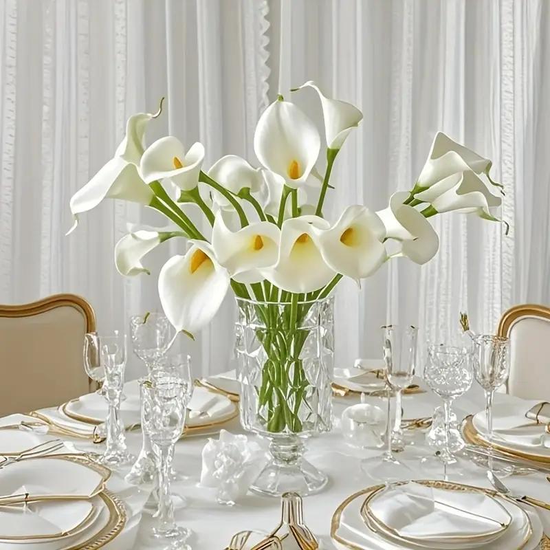 5 Stück Weißer Künstlicher Blumenstrauß Calla Lilie Kunstblumen für Heimzimmerdeko Hochzeit Brautdekoration Vasenornament
