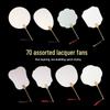 JINGRUIXIANG 70-Pack Blank Lacquer Art Round Fans