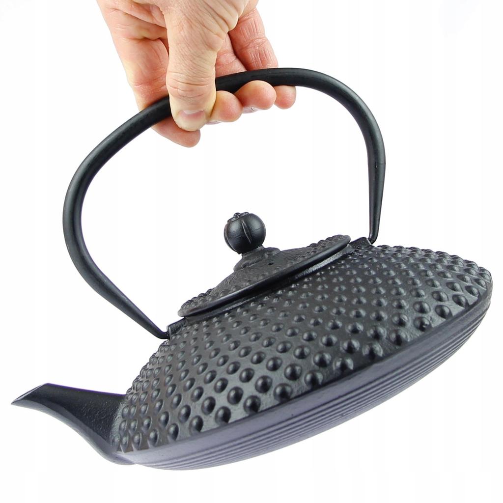 Cast Iron Kettle 1.25L Black Infuser With Strainer For Tea And Herbs