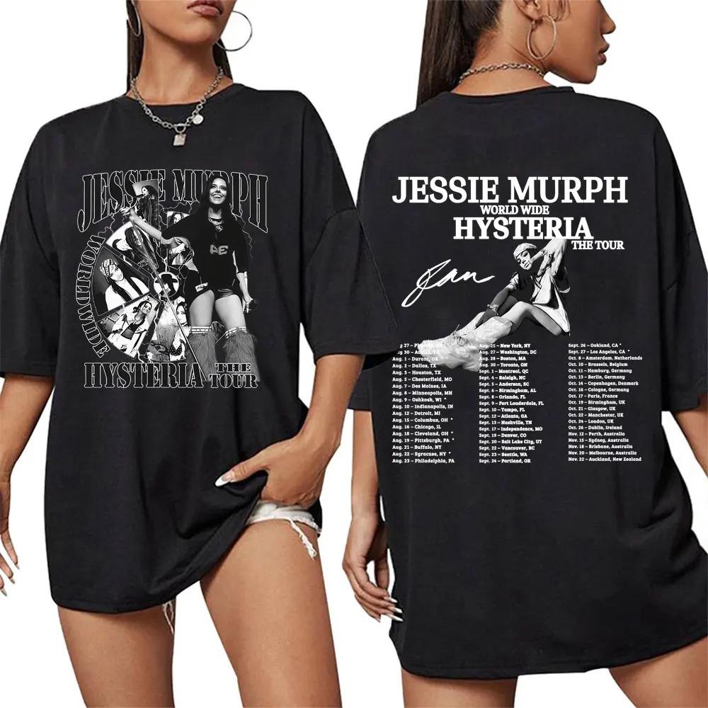 

Jessie Murph Hysteria Tour Graphic Print T-shirt Music Sad Girl Concert Women Trendy Oversized Hip Hop High Street T-shirt S