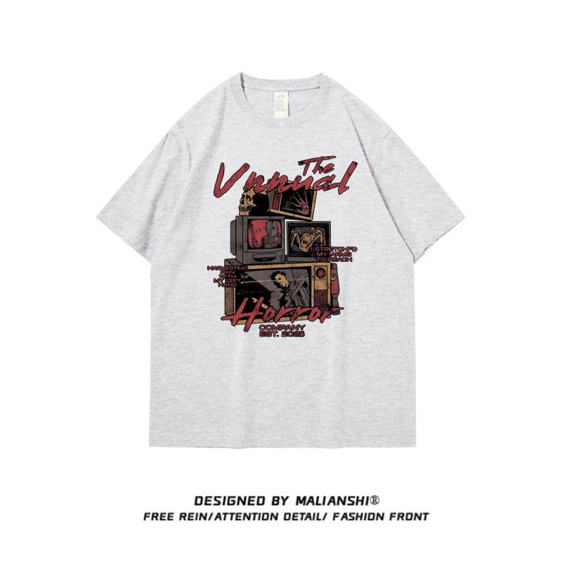 American high street black large size short-sleeved t-shirt women's fat mm summer loose lazy wind half-sleeved couple top