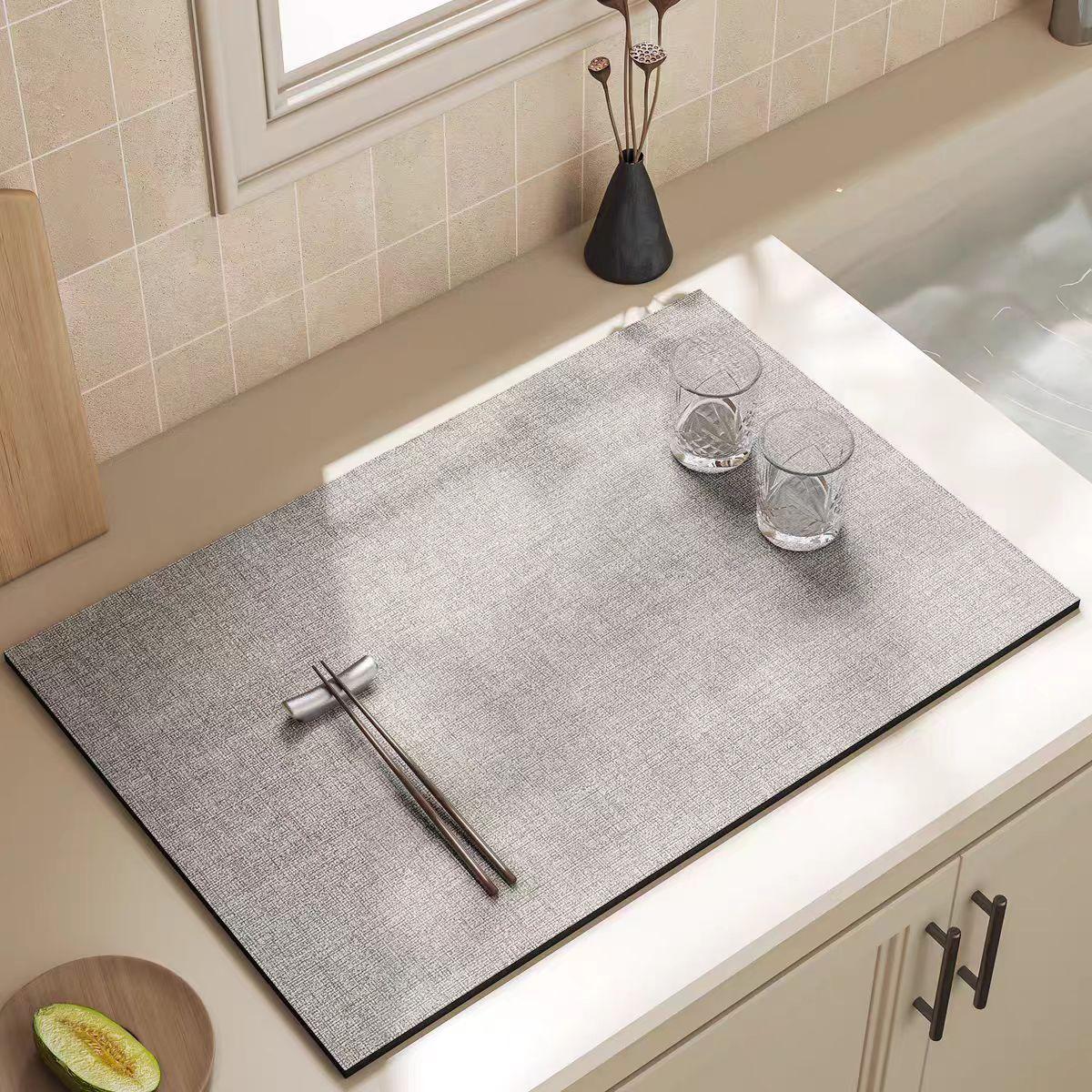 

Квадратная простая подставка под посуду, впитывающая подставка на стол, из диатомита, нескользящая подставка на стол, подставка для сушки посуды, коврик для стиральной машины 30x50cm светло-серый