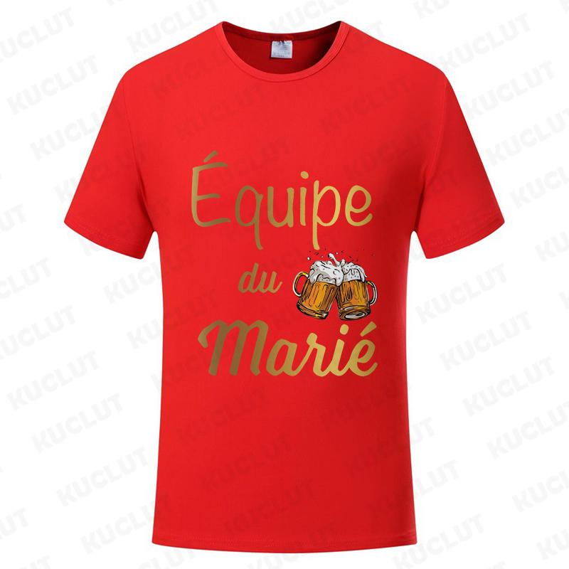 French Evg Team Married Tops Single Farewell Bachelor Party T Shirt Future Groom Man Tshirt Fashion Beer Graphic Wedding Tees