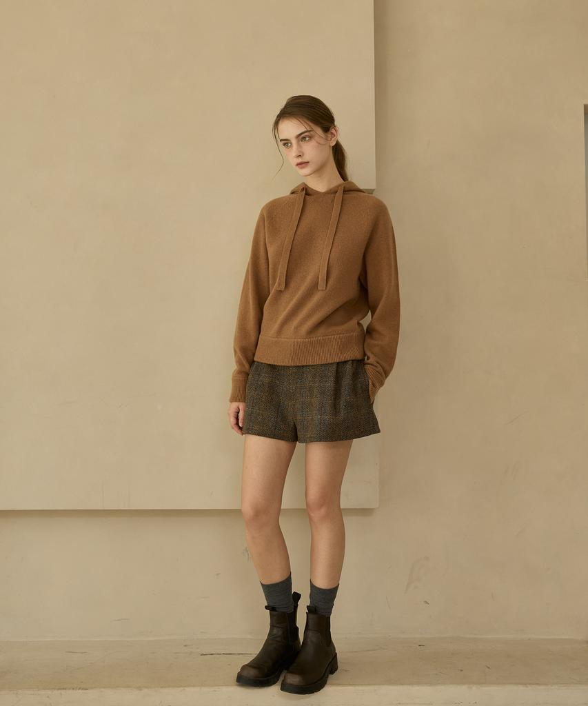 Lapineatteullie Premium Cashmere Knit Hoodie Camel