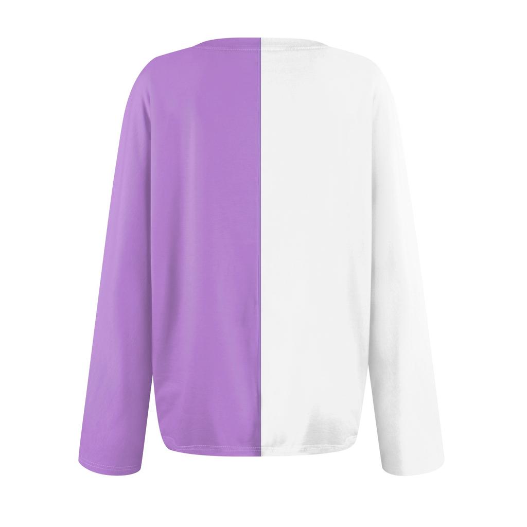 Dámské módní potištěné tričko s kulatým výstřihem a dlouhým rukávem, ležérní podzimní topy