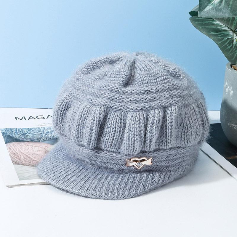

New Fashionable Woolen Hats for Middle Aged and Elderly Women In Autumn and Winter Thickened and Fleece Warm and Cute Knitted Caps