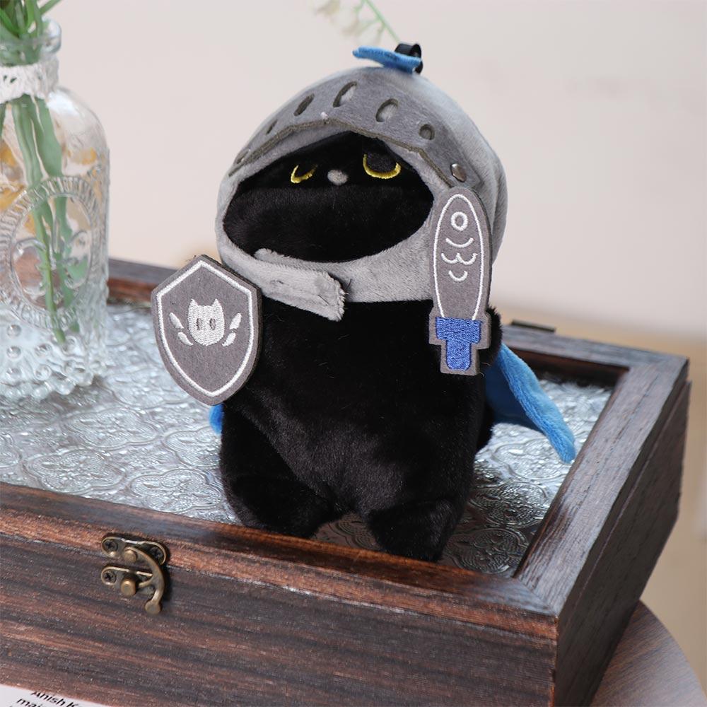 Shield Knight Cat Plush Doll Silly Black Cat Stuffed Toy Decoration Cat Plush Toy  Children