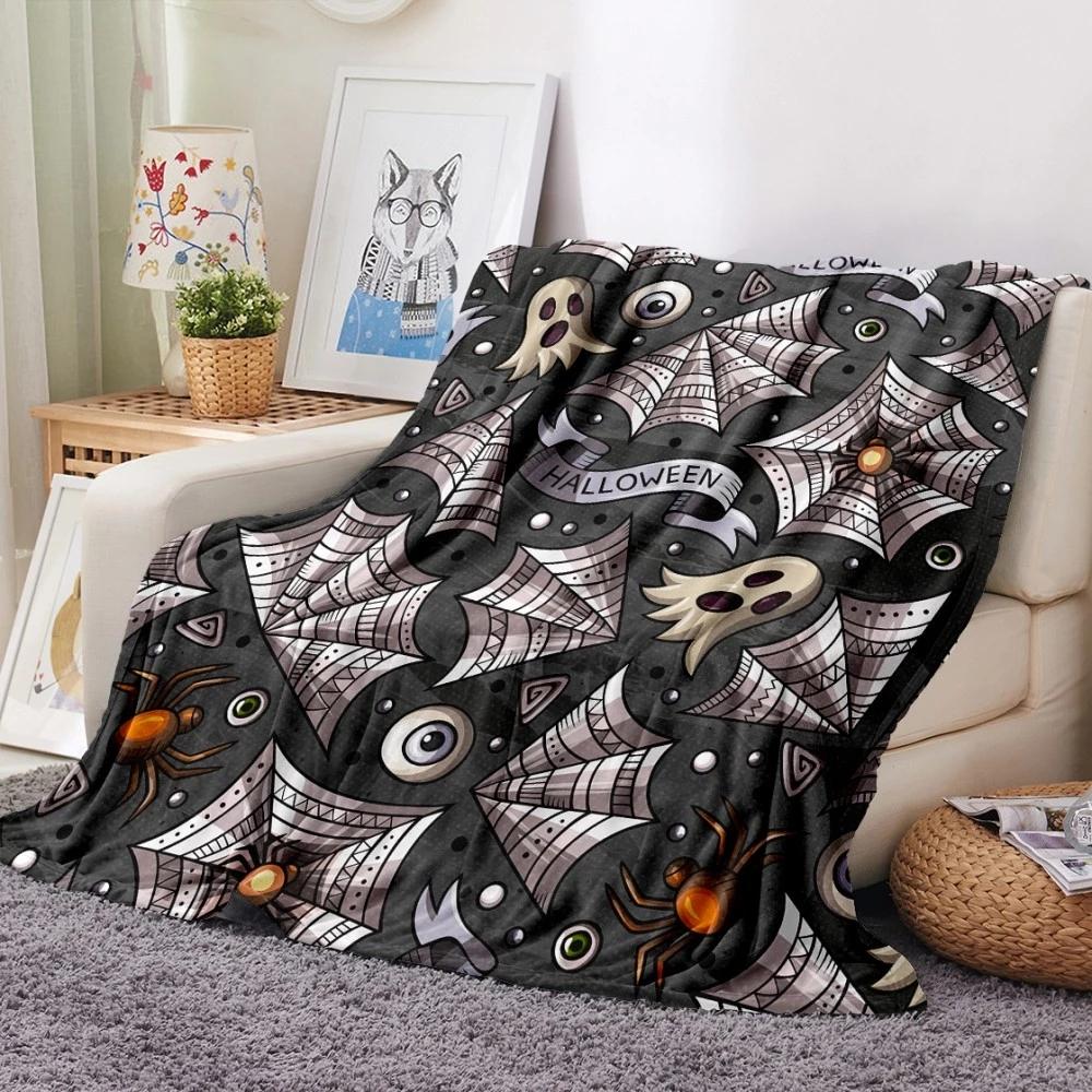 Halloween Pipistrello Zucca Lanterna Cappello Modello Pile Flanella Plaid Morbido Caldo Leggero per Ragazzi Ragazze Regalo Festival King