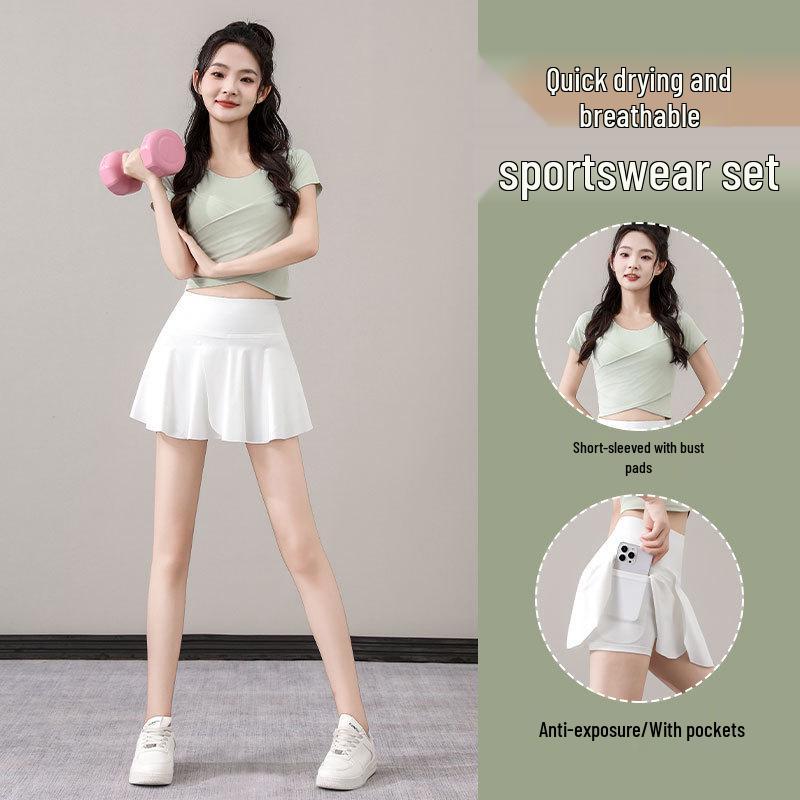 2025 Women's Petite Summer Sportswear Set: Tennis, Badminton, Yoga Fashion with Skirt