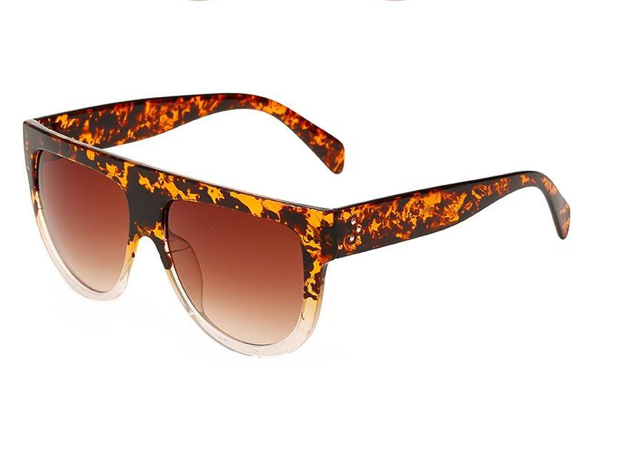 Flat Top Sunglasses Vintage Big Frame Women Men Rivet Shades UV400 Black Leopard Trendy Sun Glasses