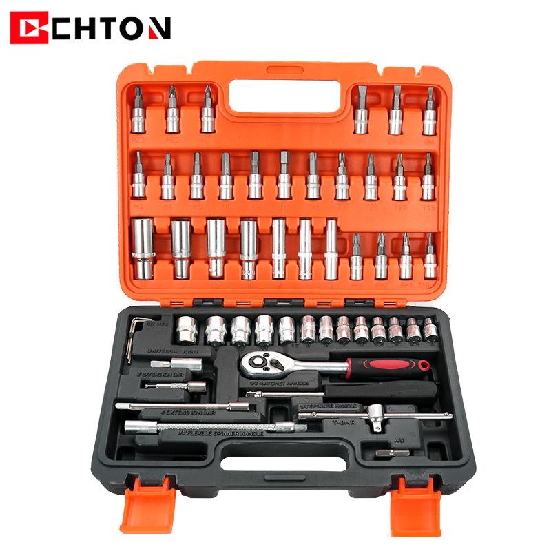 53-Piece 24-Tooth Socket & Ratchet Wrench Set for Motorcycle and Household Repair