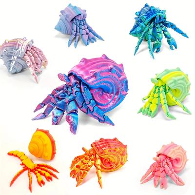 3D Printed Hermit Crab Fidget Collectible Figurines Set, Ideal For Aquarium Decoration, Christmas & New Year Gifts