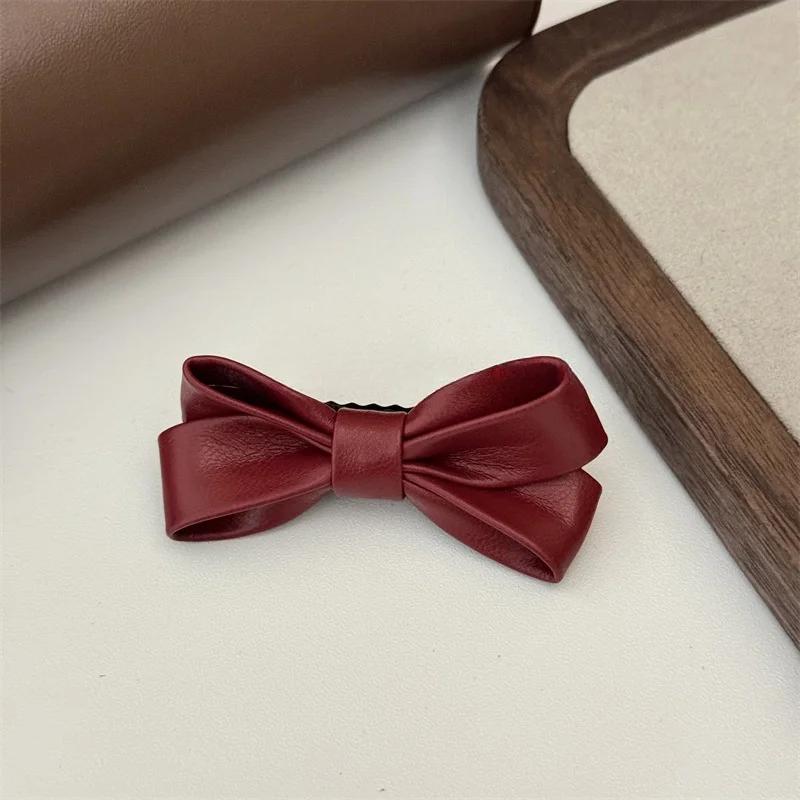 

Новый Осенне-Зимний Рождественский Декор Модная Красная ПУ Кожа Ankorra Заколка для Волос в Виде Бабочки Красные Аксессуары для Волос Бант