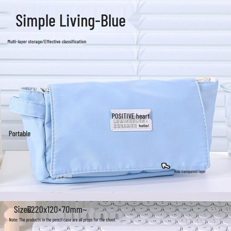 Large Capacity Blue Transparent Ita Pencil Case - Stylish and Functional for Students