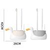 Wall-Mounted Cartoon Swan Toilet Brush With Base White Grey Cleaning Tool Soft Rubber Brush Head All-Round Cleaning