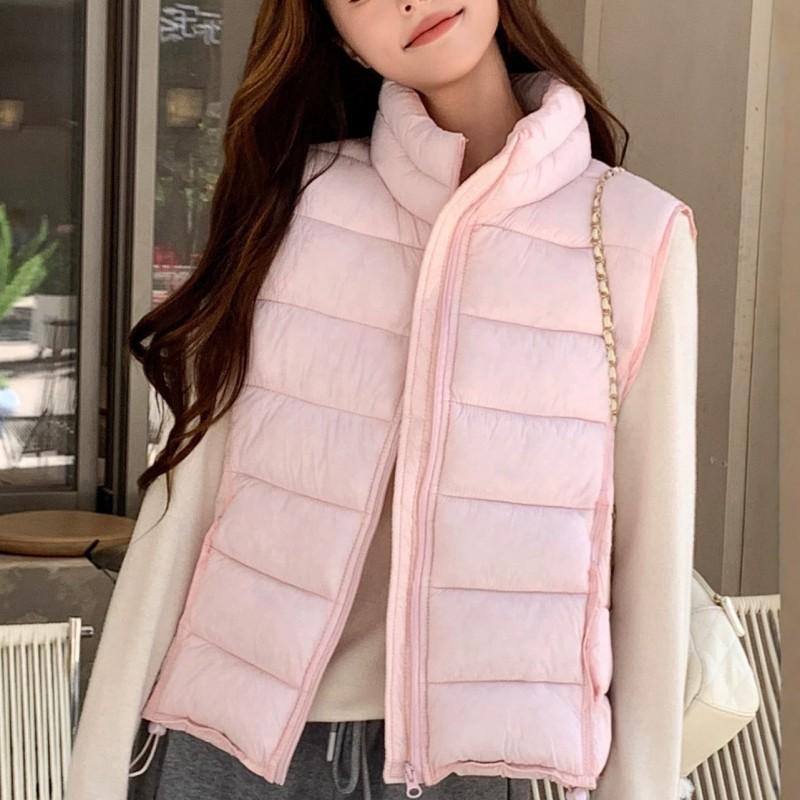Womens Lightweight Puffer Vest Short Sleeveless Stand Collar Warm Casual Outerwear Winter