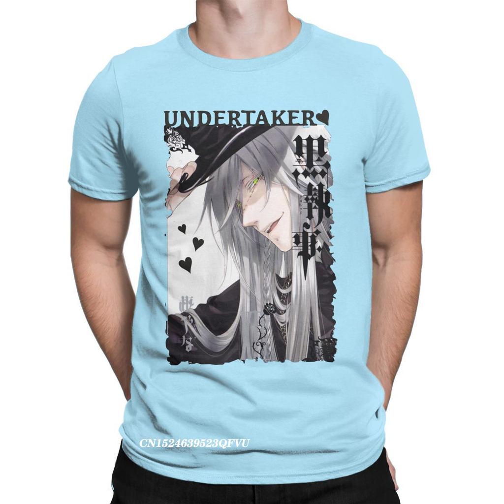 Undertaker Black Butler T-Shirts Herren Anime Lustig Premium Baumwoll T-Shirt Rundhals Harajuku T-Shirt Ästhetische Camisas Tops