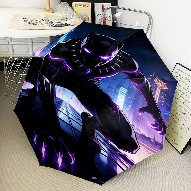 Black Panther Flight Umbrella Folding Umbrella, Automatic Umbrella 8-Frame for Travel, Camping Use Gift for Halloween Christmas