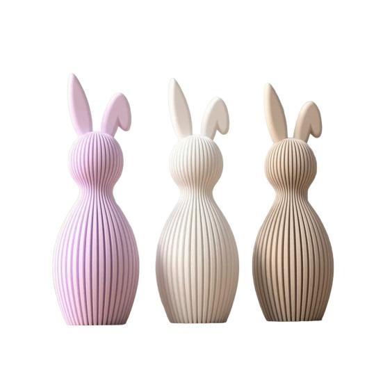 Hase Figur 3D Gedruckt Gerippte Textur Kaninchen Statue mit Gefaltetem Ohr Design für Zuhause Tischplatte Bücherregal Dekoration