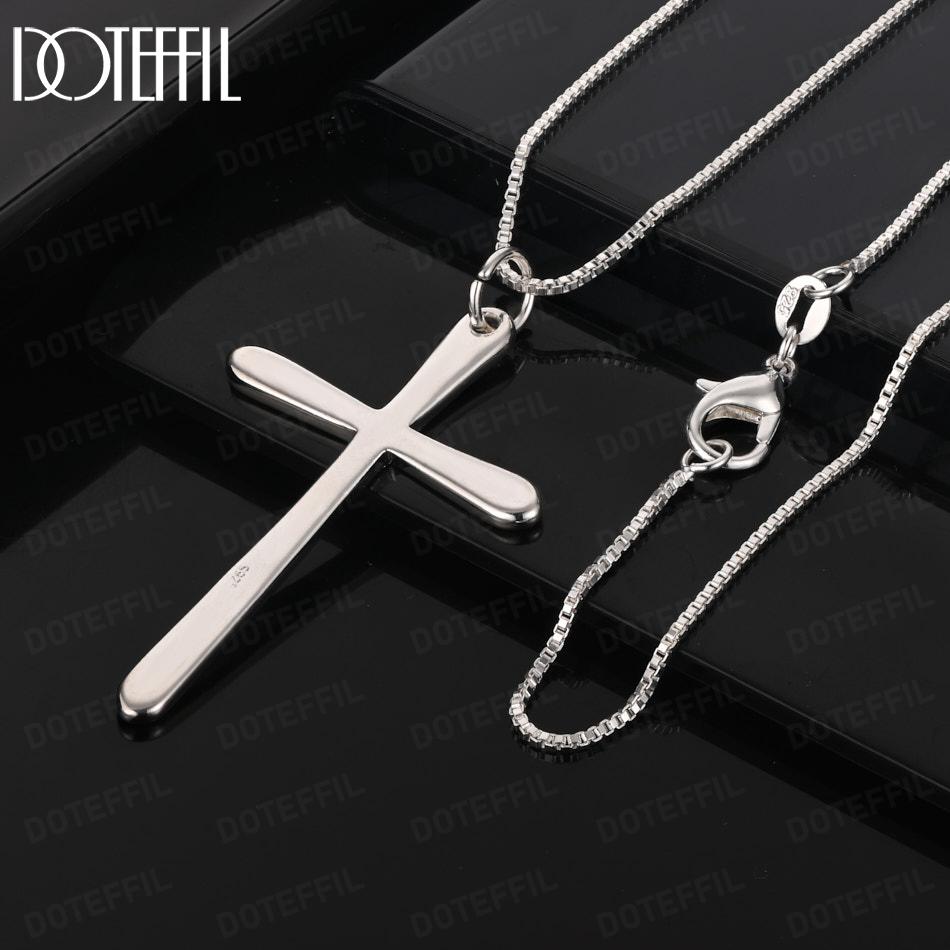 925 Sterling Silver Wedding Gift Cross Pendant Necklace Fashion Jewelry
