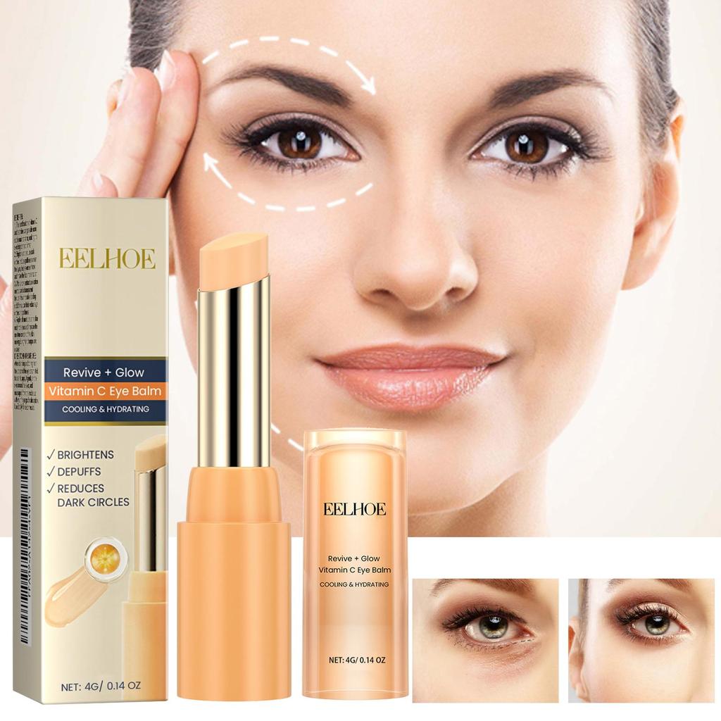Bálsamo para Ojos con Vitamina C Hidratante Eliminación de Bolsas Bajo los Ojos Reduce Ojeras Líneas Finas Antihinchazón Iluminador Crema para Ojos en Barra