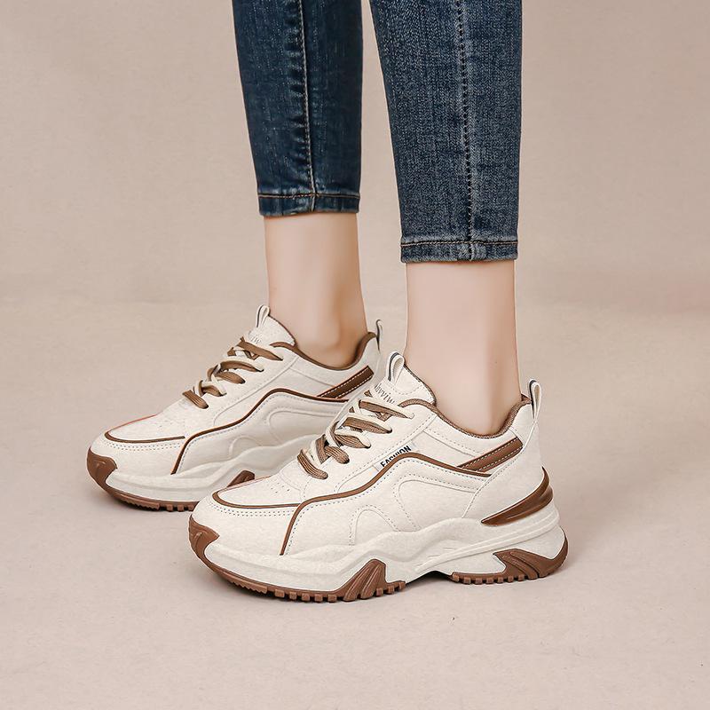 Platform sports women's shoes increase in height in autumn and winter Casual shoes Small muffin retro dad shoes