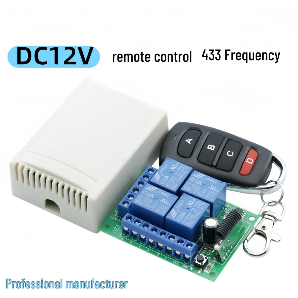 12V 4-Way Wireless Remote Control Switch with 10A Relay - Universal Transmitter & Receiver Module