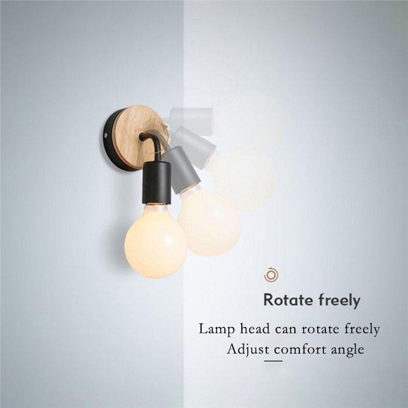 ABMH-Home Decor Fixtures Nordic Wood Lamp Base E27 Retro Bedside Wall Light Holder Interior Lighting For Bedroom Living Room