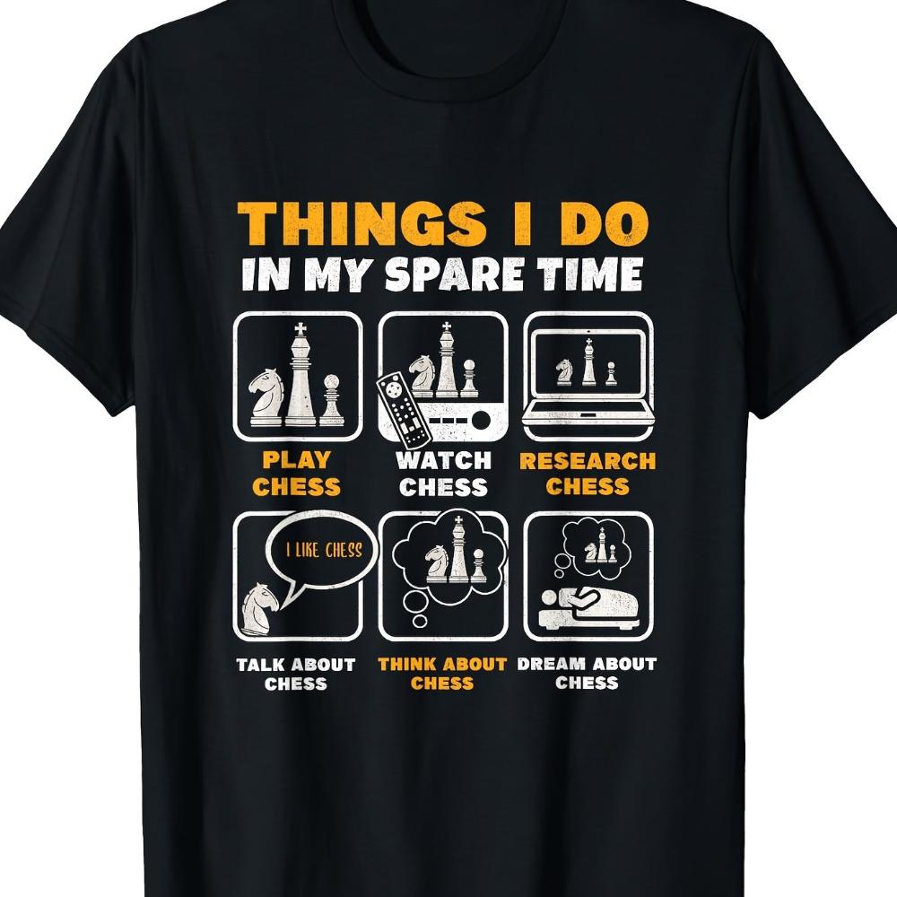 

Funny Chess Player Things I Do in My Spare Time T-Shirt Clothing Graphic Short Sleeve Shirt Men s Clothing 2026 New Summer Sh... S разноцветный