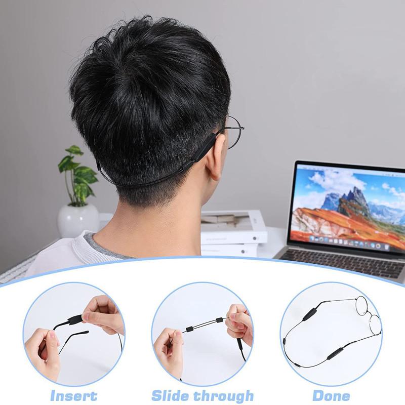 4 Stück 40cm Verstellbares Brillenband Universal Passform Seil Brillenhalter Rutschfestes Sonnenbrillenband Für
