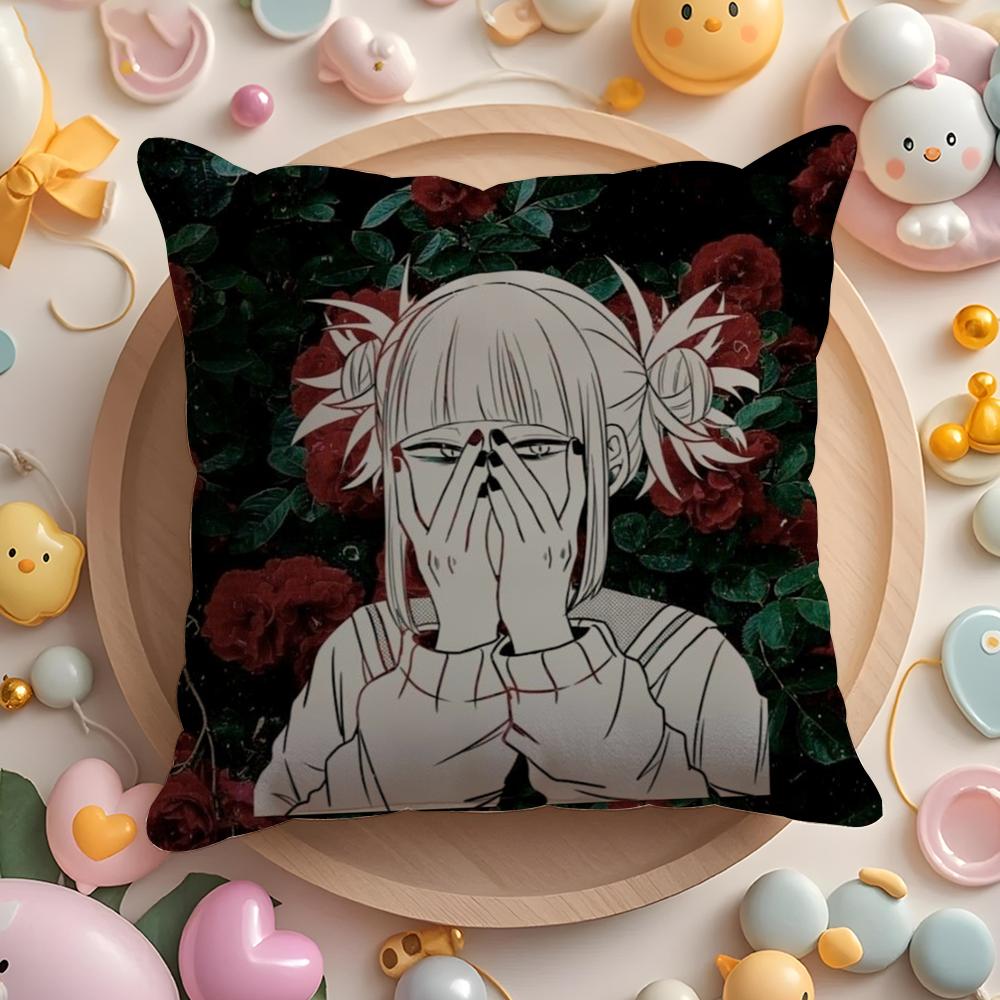 H-Himiko T-Toga Pillow Case Soft Plush Fabric Double-Sided Printed Cushion Cover Warm Winter Sofa Pillow Case
