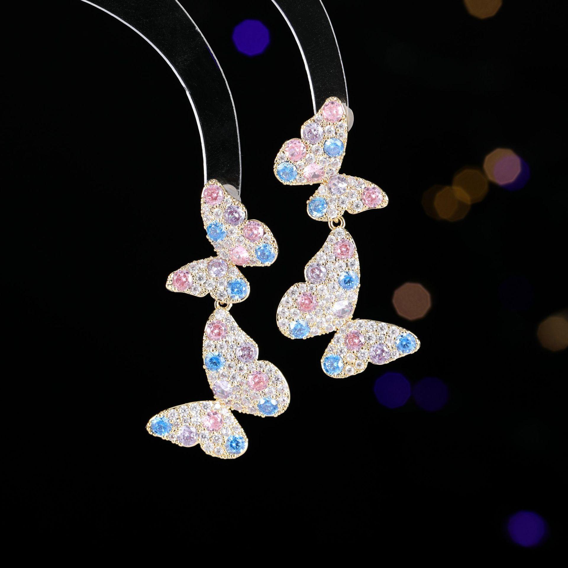 

Изысканные серьги-бабочки с двойными бриллиантами из серебра 925 пробы, женские серьги-гвоздики с легким роскошным темпераментом и универсальным нишевым дизайном