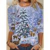 3D Floral Printed Long Sleeve T Shirt Women Fashion Round Neck Top Holiday Weekend